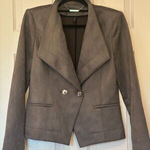 White House Black Market Suede Grey Cross Jacket – Size 10